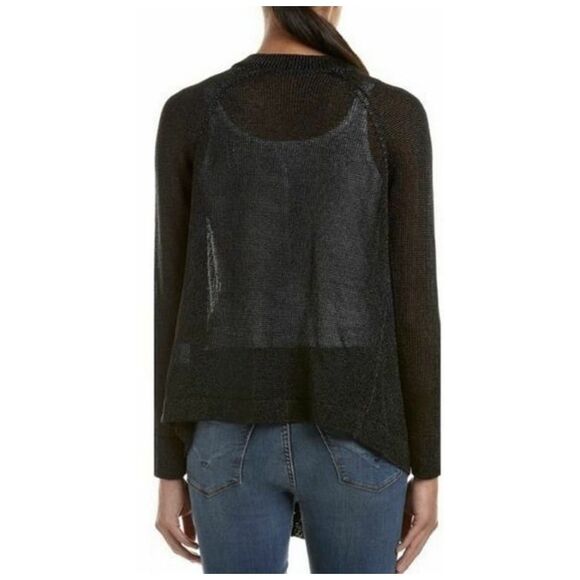 Vince Black Metallic Thread Open Front Cardigan Xsmall Mesh Waterfall Sweater - Picture 15 of 15